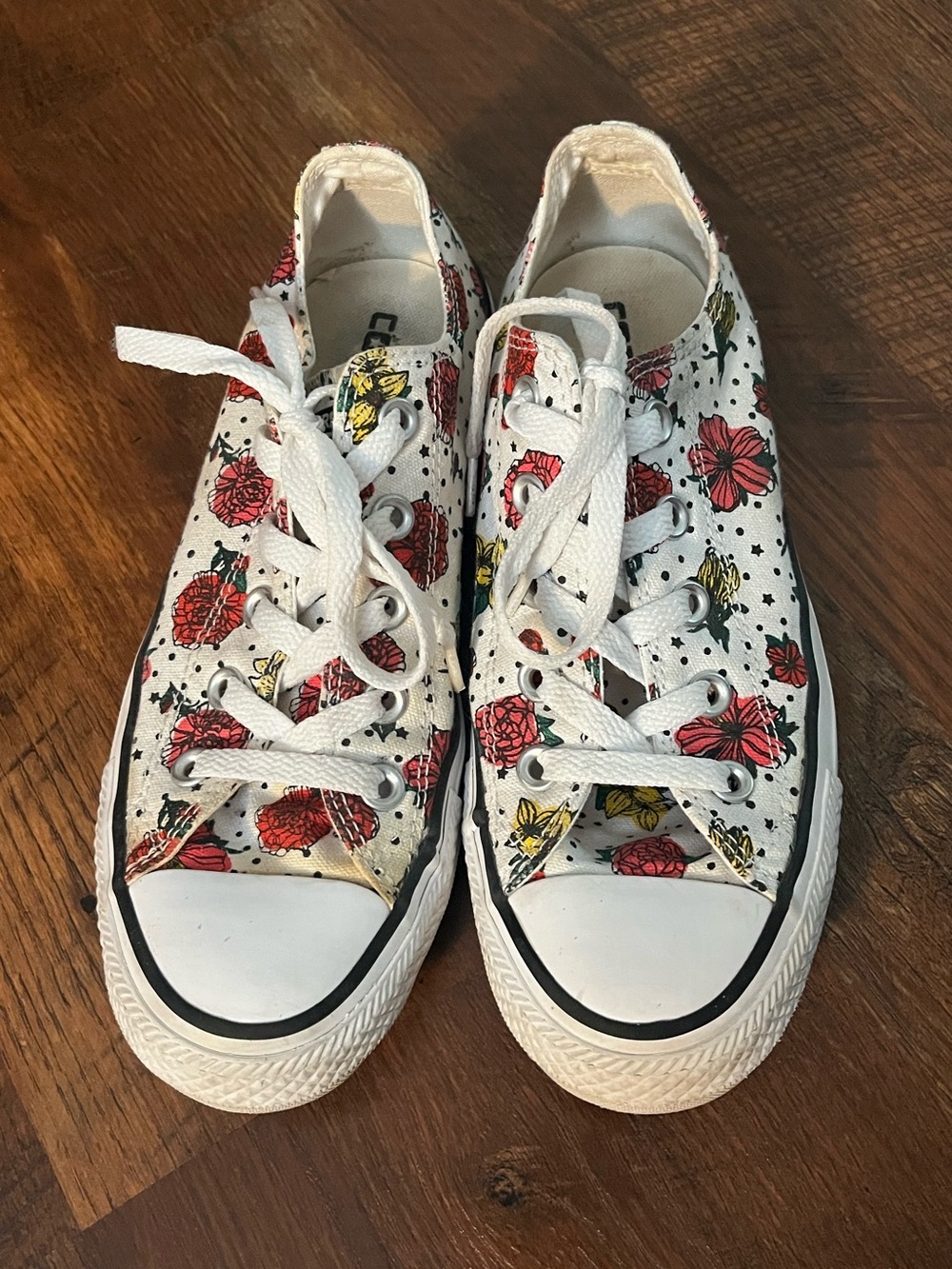 Women’s White Floral Converse All-Stars Lace-Up Sneakers